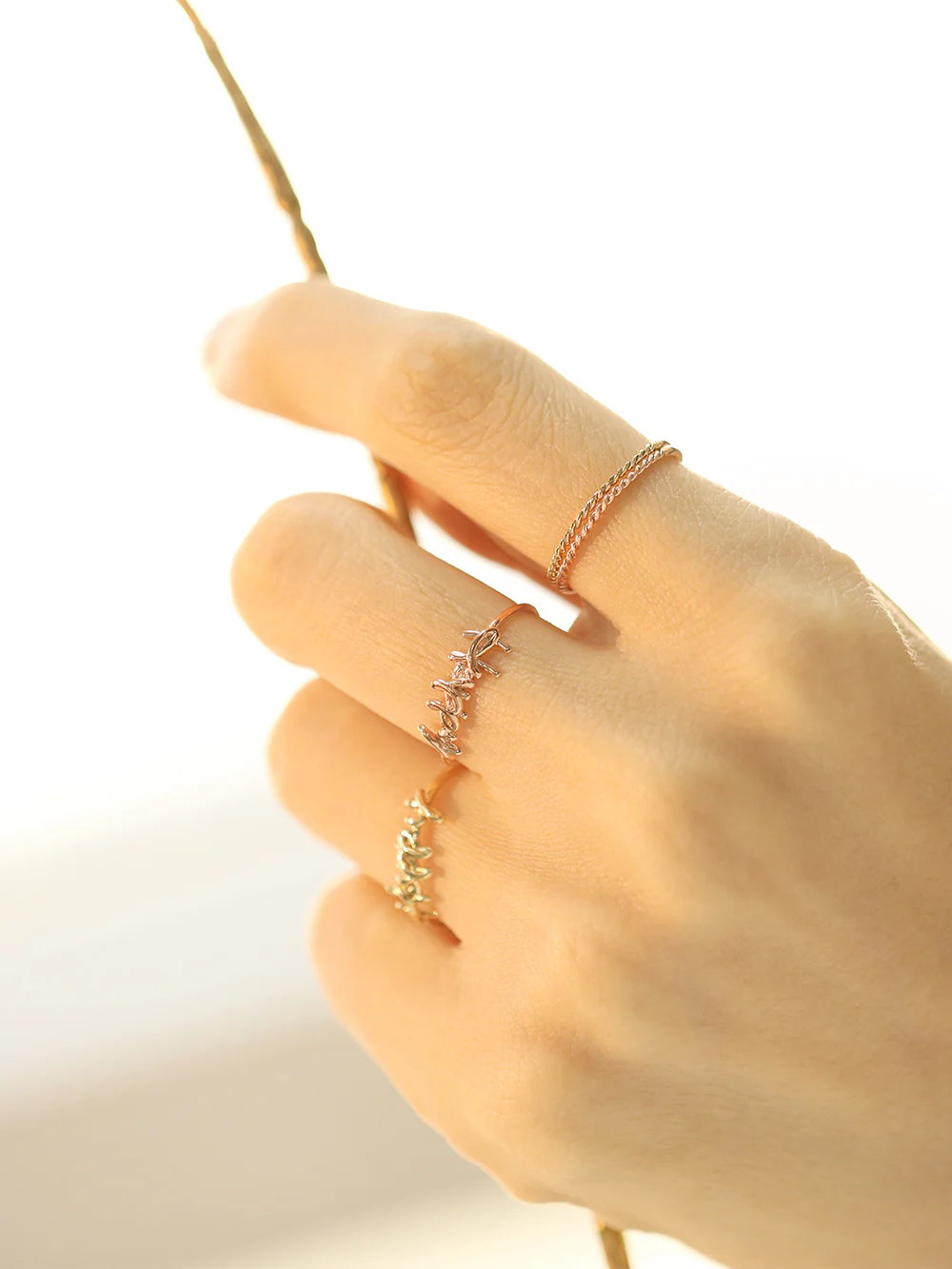 14K 18K Gold Daily Twist Plain Layered Guard Ring - Image 10