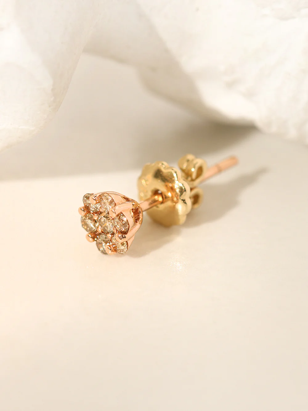 14K 18K Gold Diamond Flower Stud Earring - Image 7