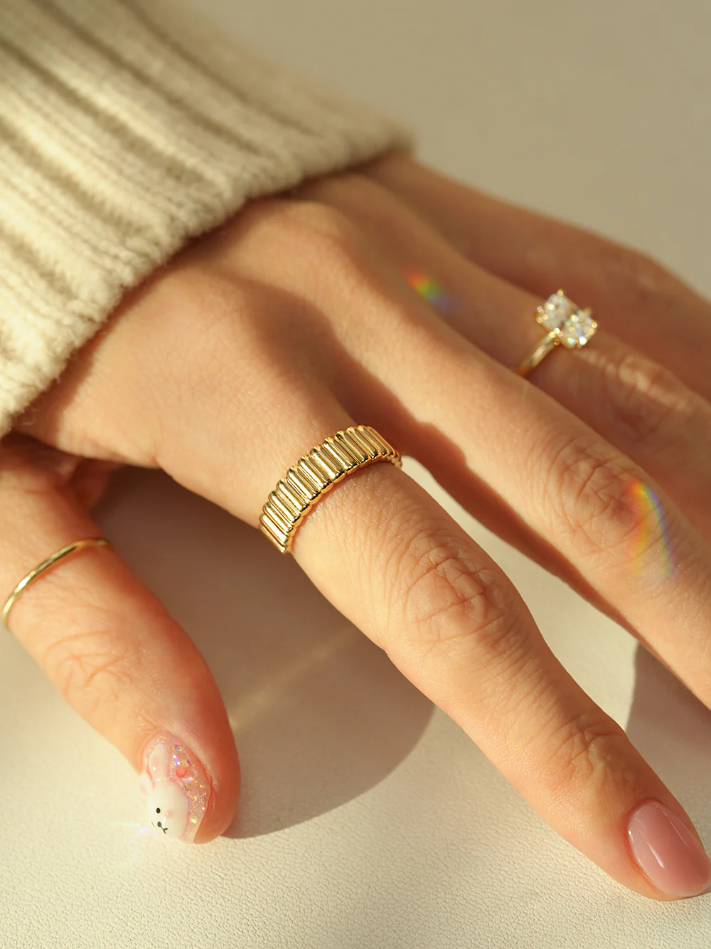 14K 18K Gold Embossed Ring - Image 17