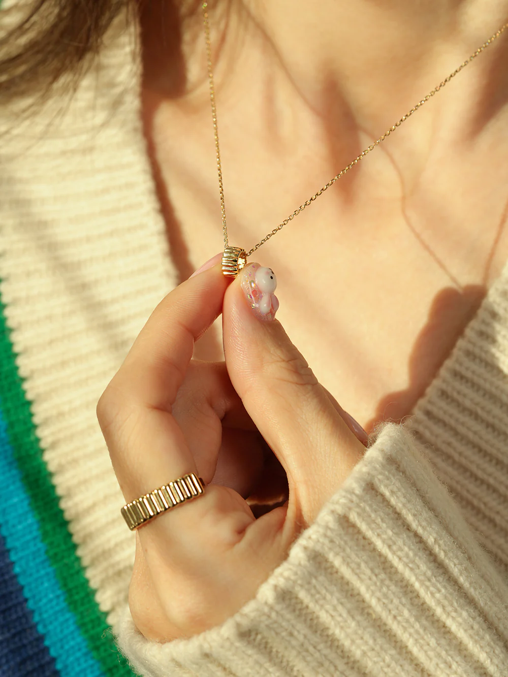 14K 18K Gold Embossed Ring Necklace Pendant - Image 10