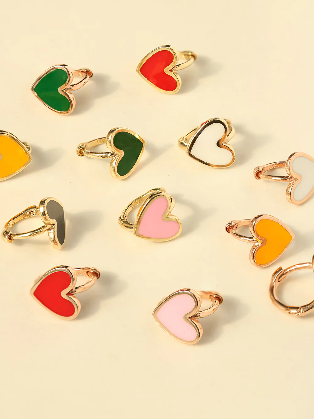 14K 18K Gold Enamel Heart Cartilage Hoop Earring