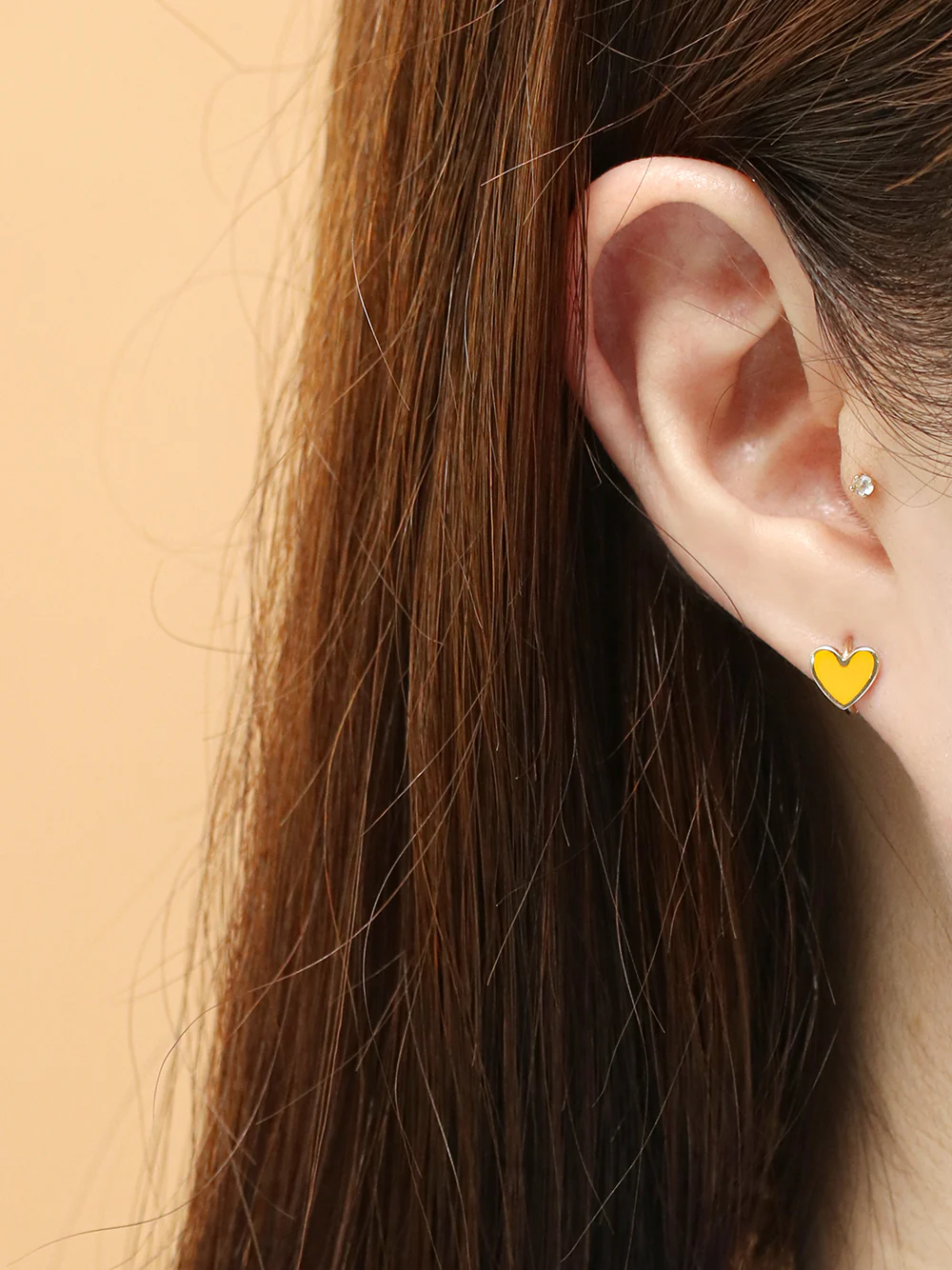 14K 18K Gold Enamel Heart Cartilage Hoop Earring - Image 10