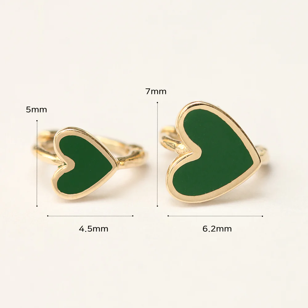14K 18K Gold Enamel Heart Cartilage Hoop Earring - Image 14