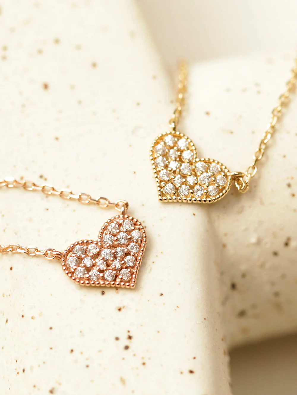 14K 18K Gold Flat Cubic Heart Necklace