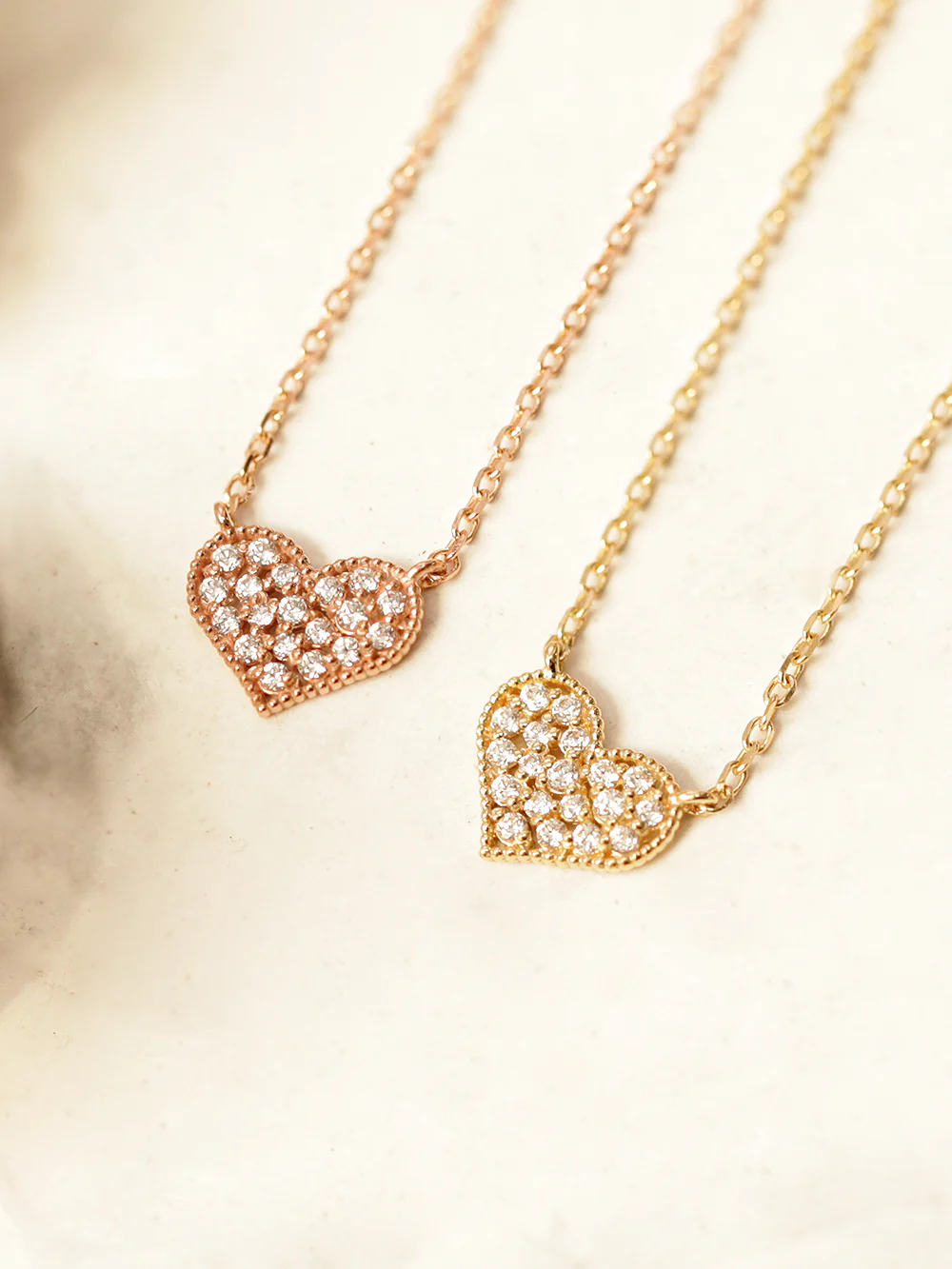 14K 18K Gold Flat Cubic Heart Necklace - Image 3