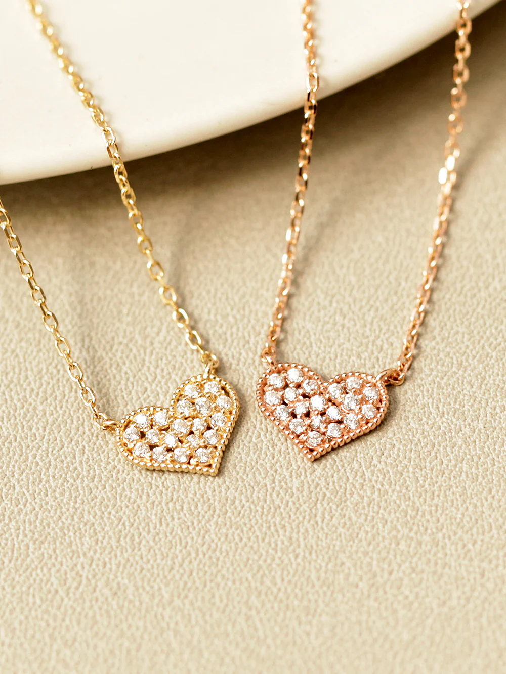 14K 18K Gold Flat Cubic Heart Necklace - Image 5