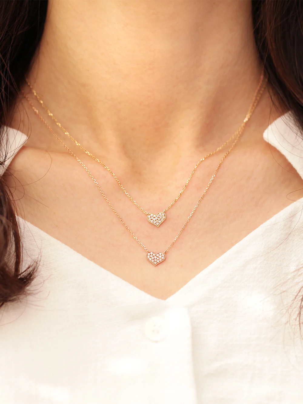 14K 18K Gold Flat Cubic Heart Necklace - Image 8