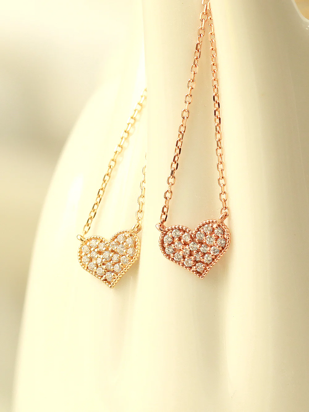 14K 18K Gold Flat Cubic Heart Necklace - Image 9