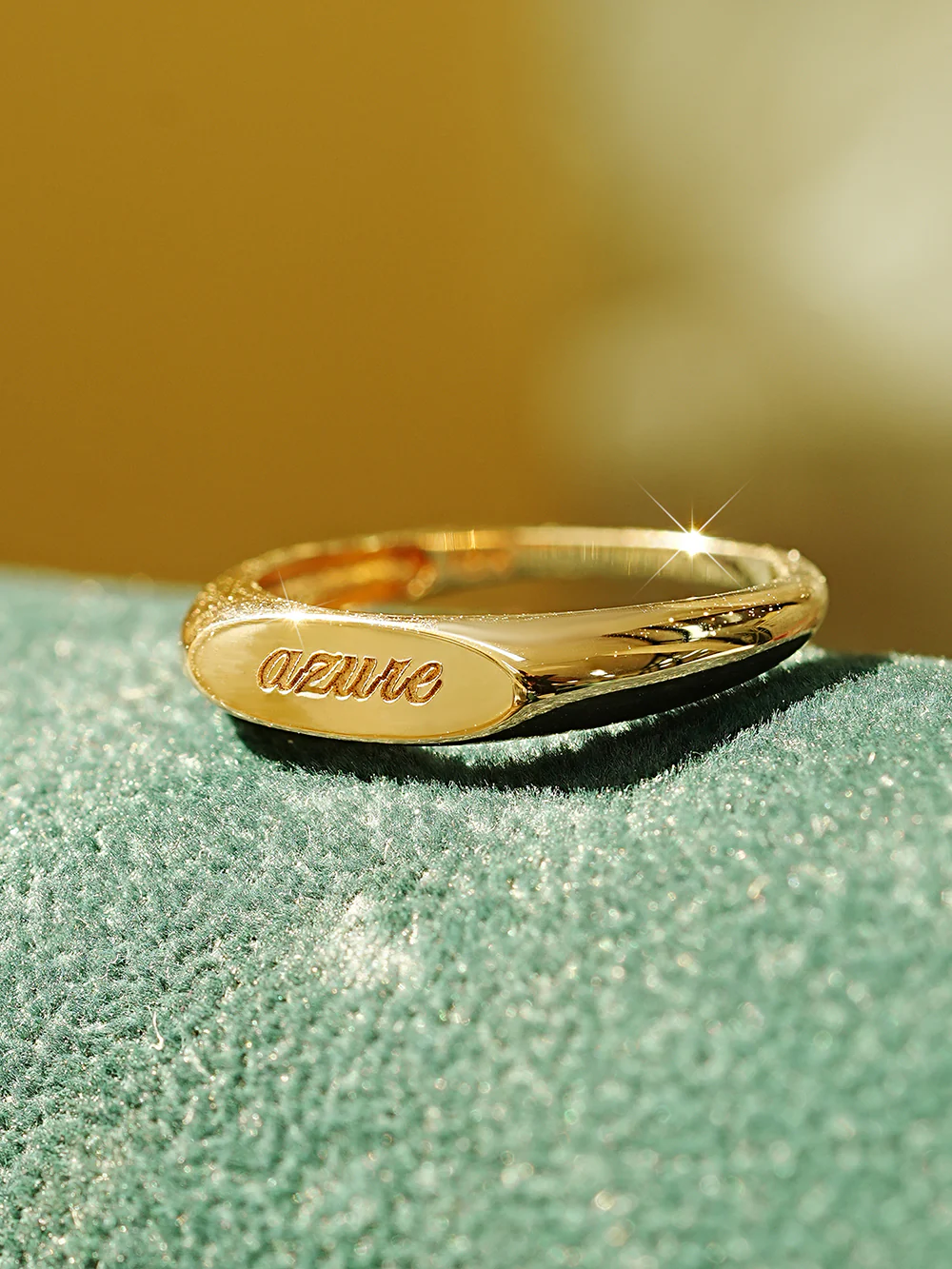 14K 18K Gold Flat Engraving Lettering Ring