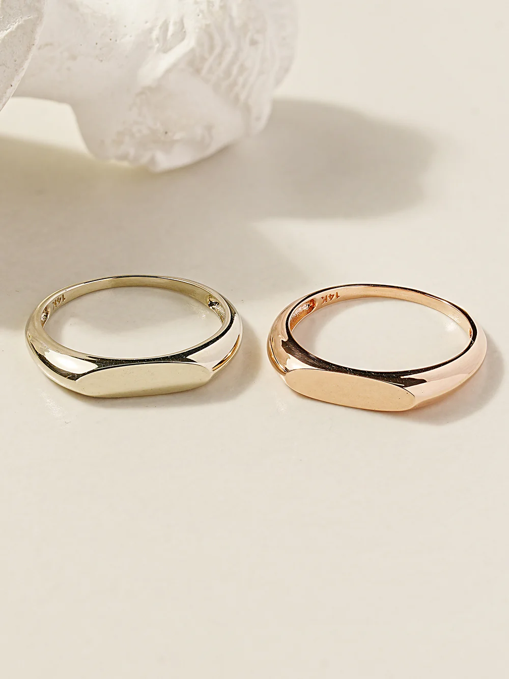 14K 18K Gold Flat Engraving Lettering Ring - Image 18