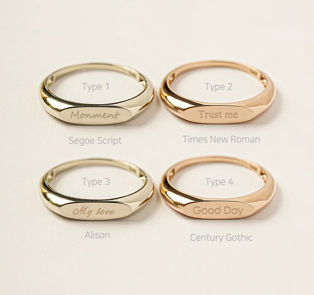 14K 18K Gold Flat Engraving Lettering Ring - Image 24