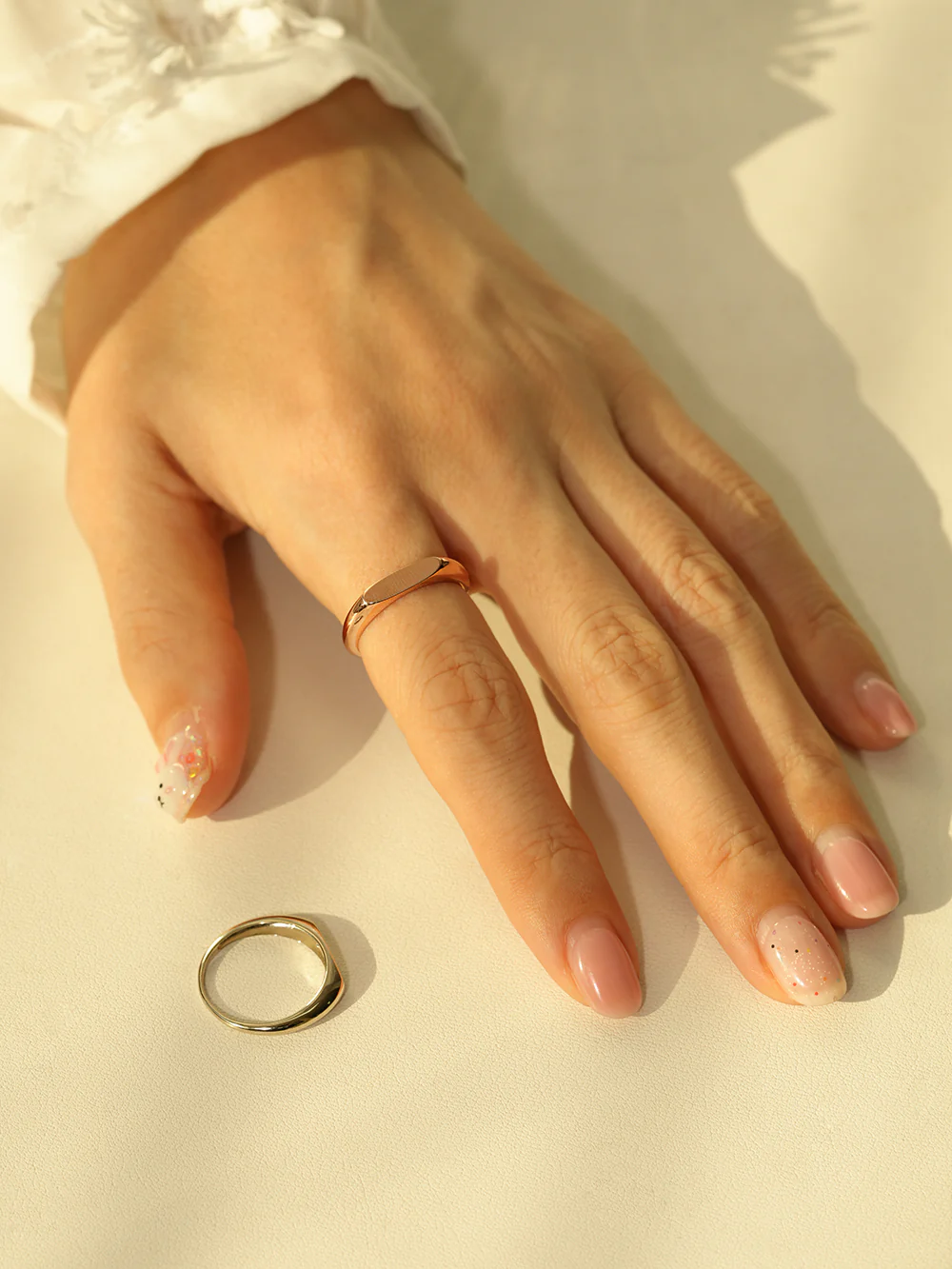 14K 18K Gold Flat Engraving Lettering Ring - Image 8