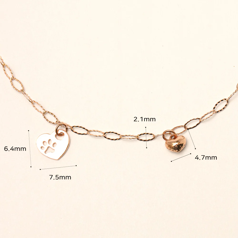 14K 18K Gold Footprint Heart Chain Anklet - Image 13