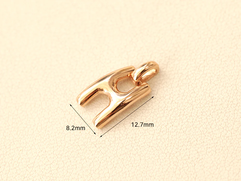 14K 18K Gold Glossy H Necklace - Image 7