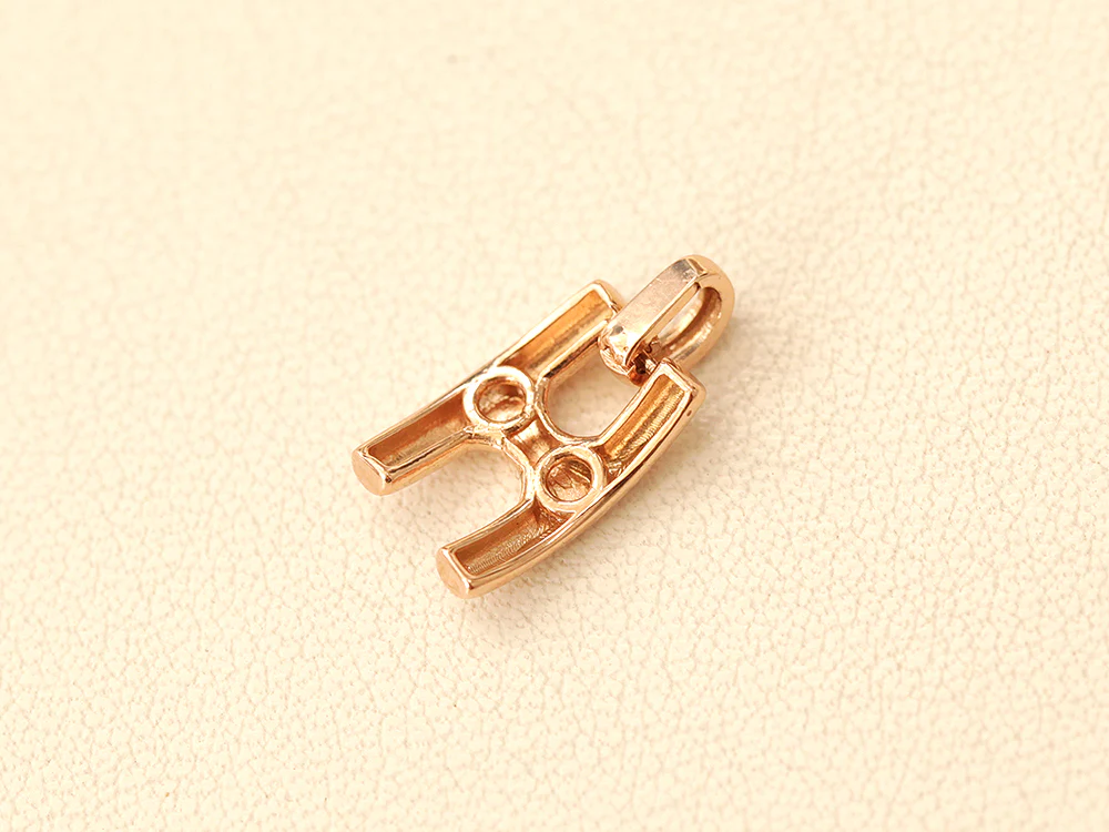 14K 18K Gold Glossy H Necklace - Image 8