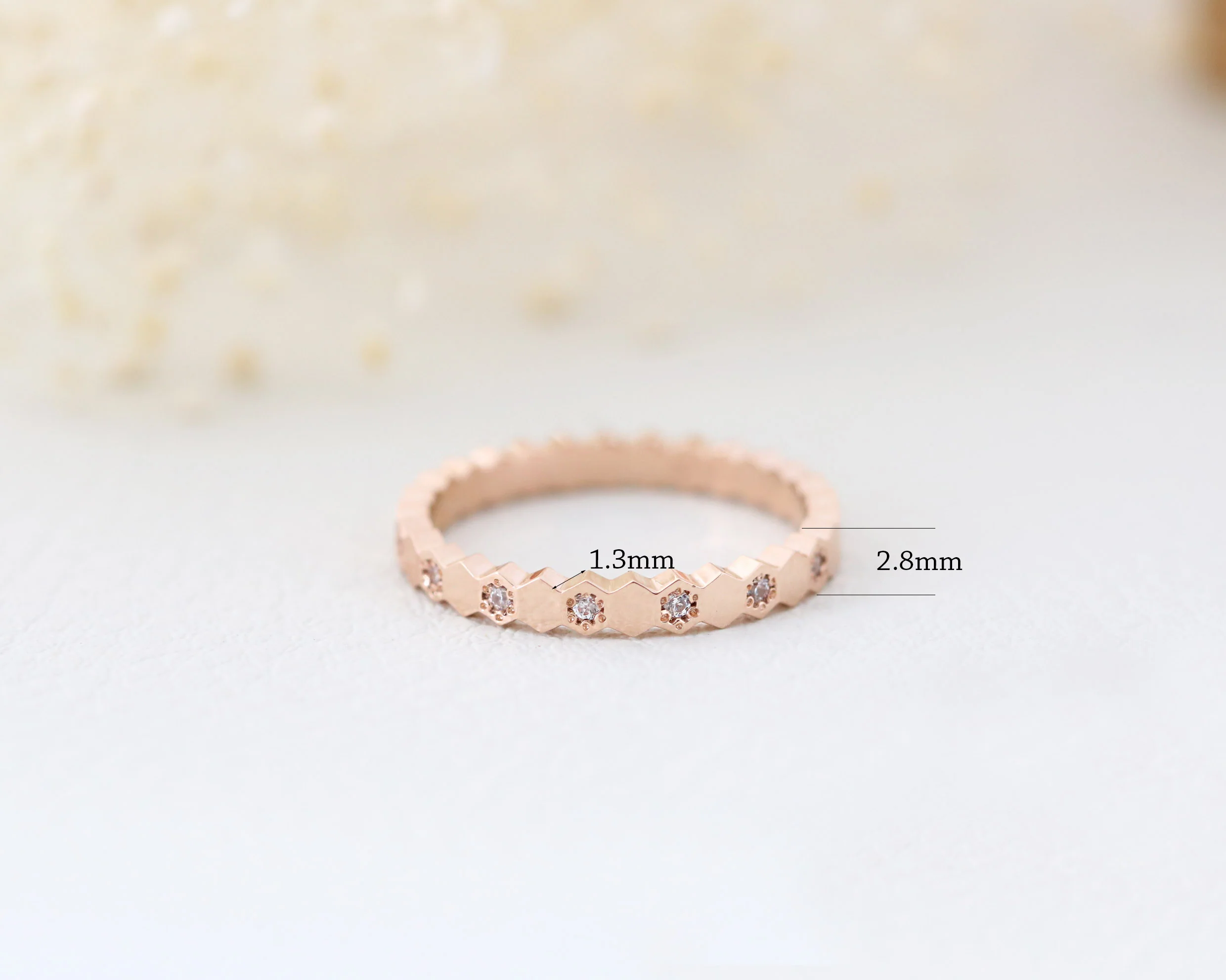 14K 18K Gold Hexagon Cubic Ring - Image 10
