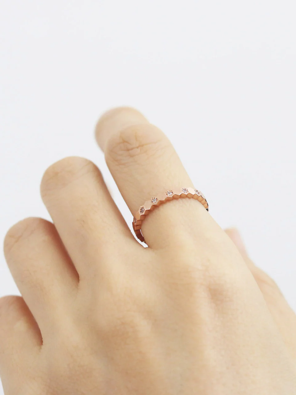 14K 18K Gold Hexagon Cubic Ring - Image 7