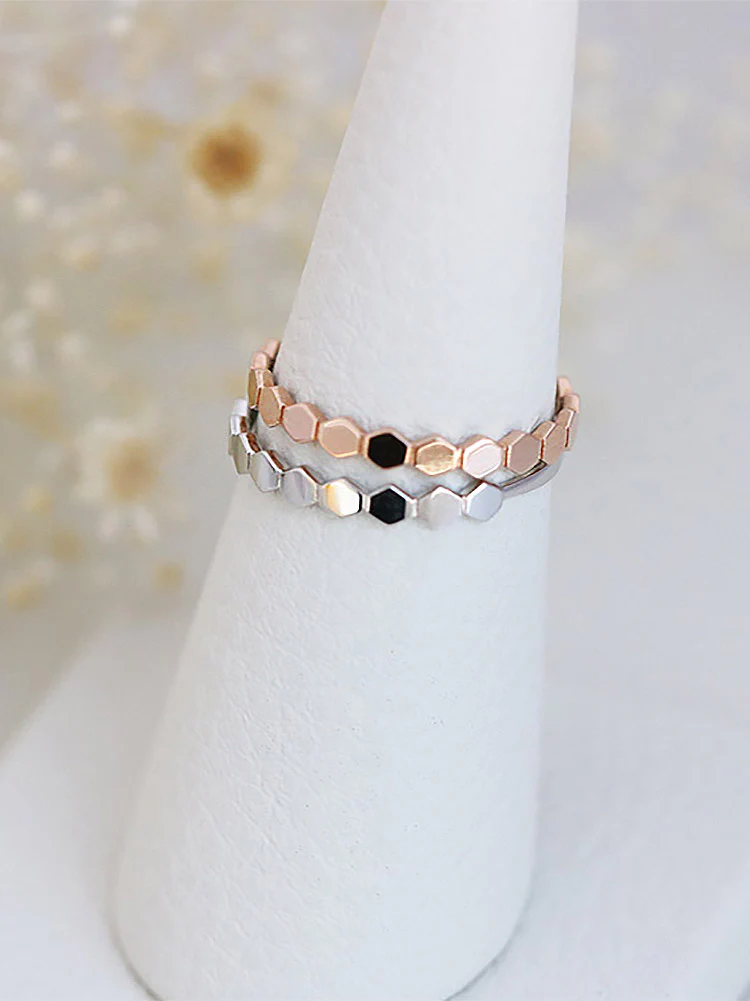 14K 18K Gold Modern Hexagon Ring - Image 2