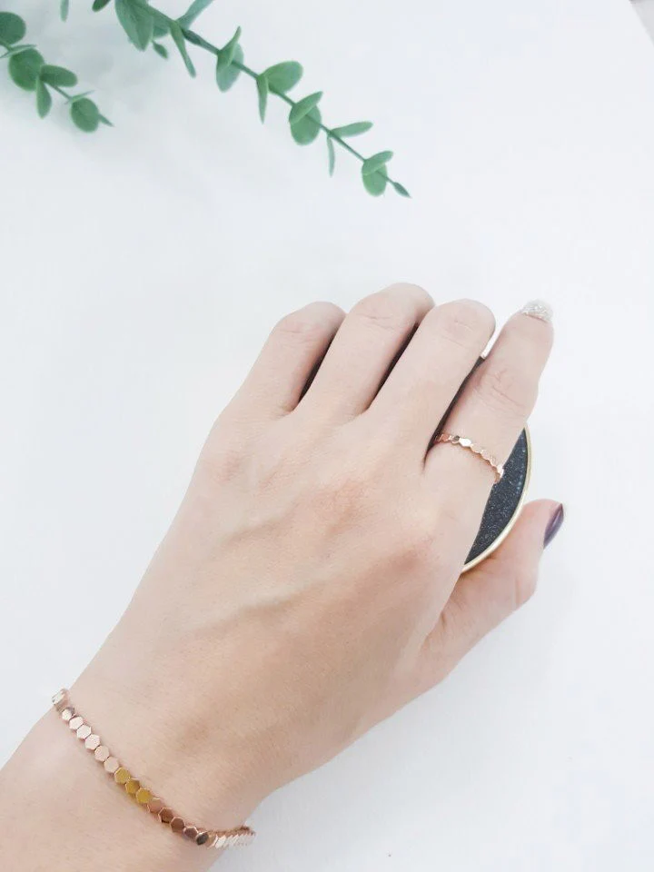 14K 18K Gold Modern Hexagon Ring - Image 3