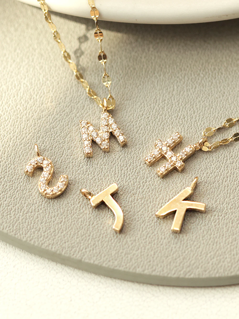 14K 18K Gold Initial Anklet Bracelet - Image 10