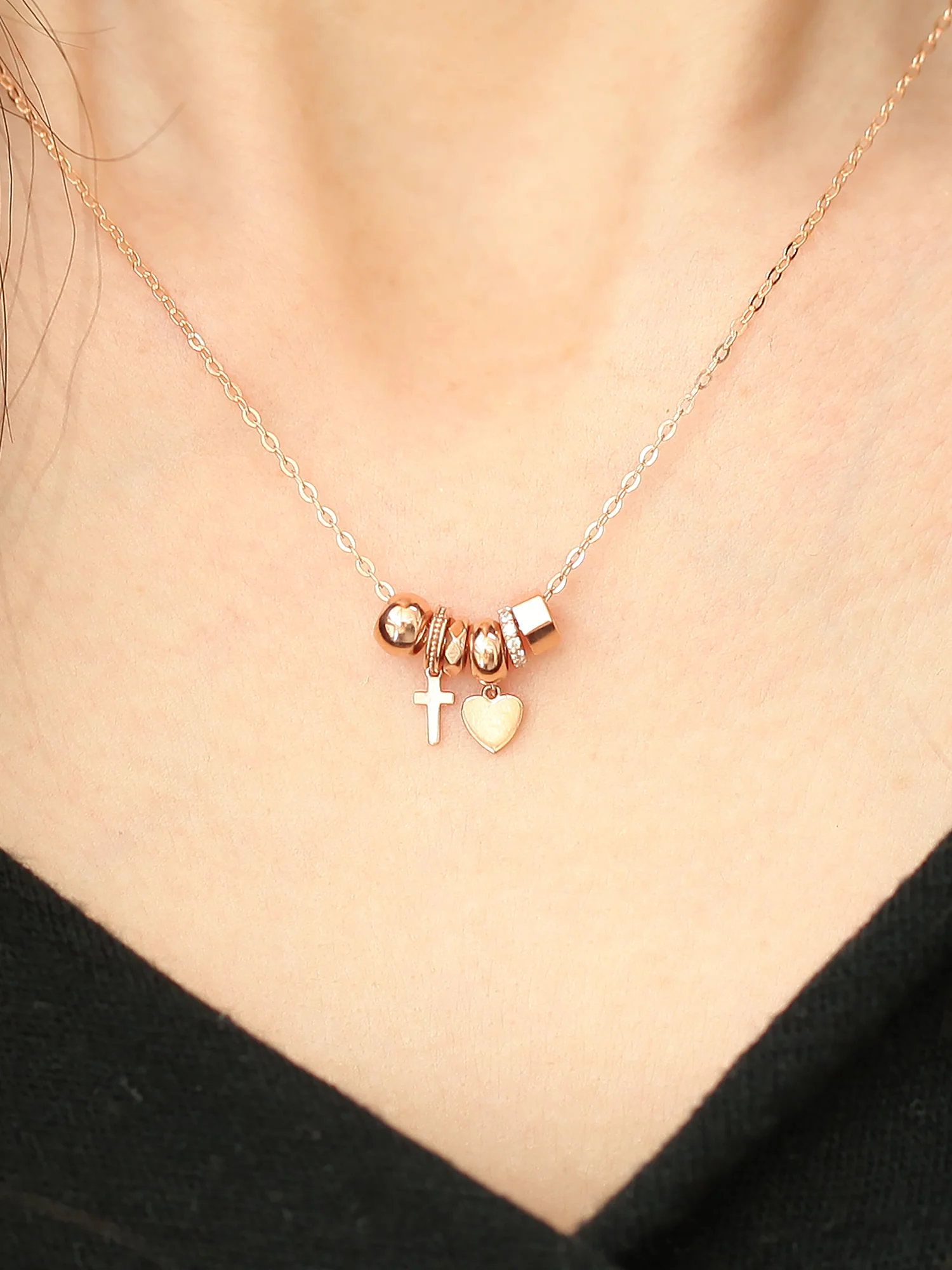 14K 18K Gold Layered Bling Charm Necklace - Image 3