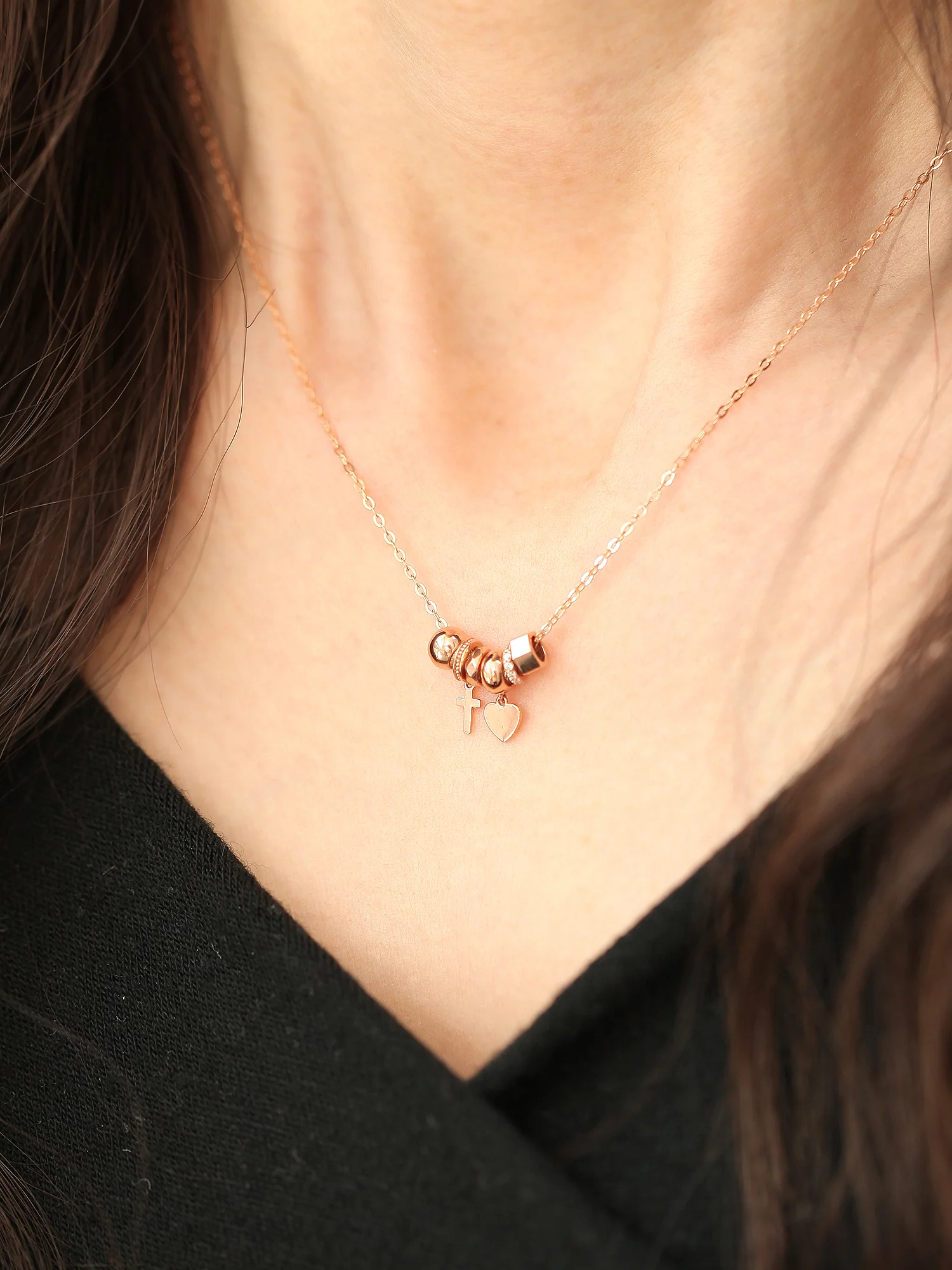 14K 18K Gold Layered Bling Charm Necklace - Image 4