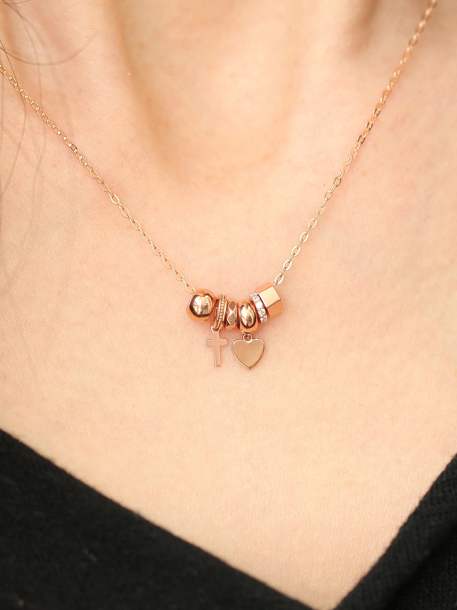 14K 18K Gold Layered Bling Charm Necklace - Image 5
