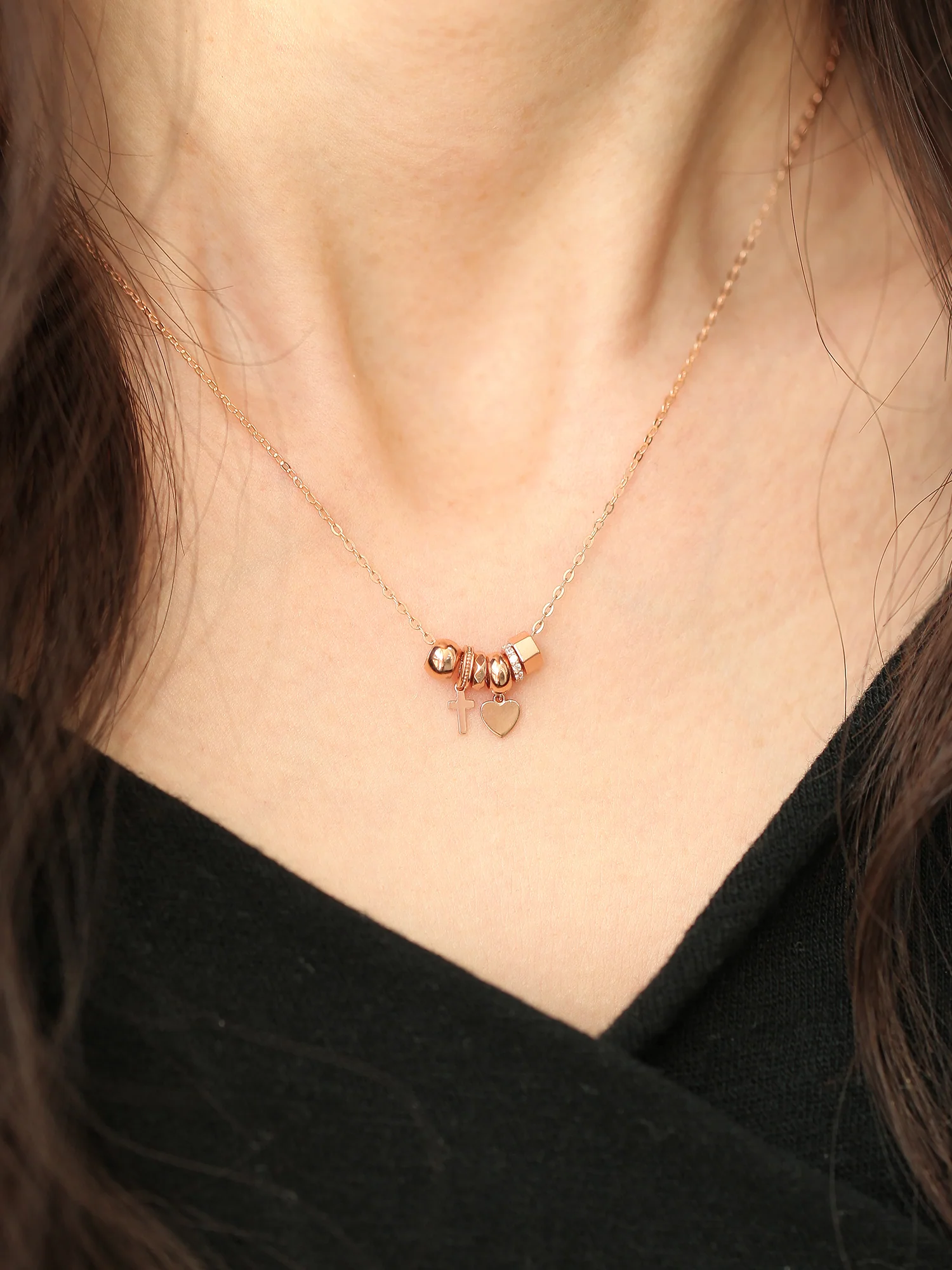 14K 18K Gold Layered Bling Charm Necklace - Image 6