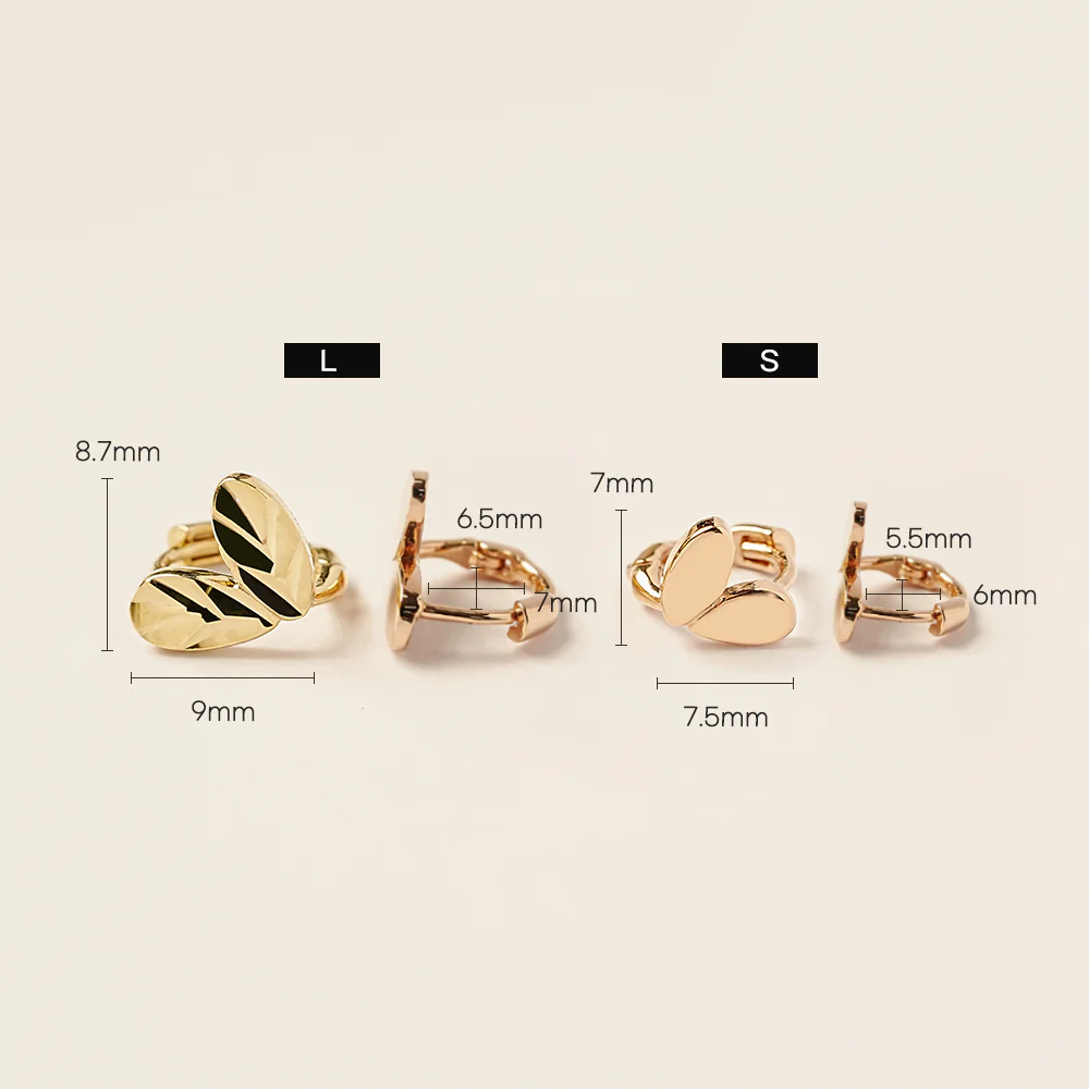 14K 18K Gold Leaf Heart Cartilage Hoop Earring - Image 22