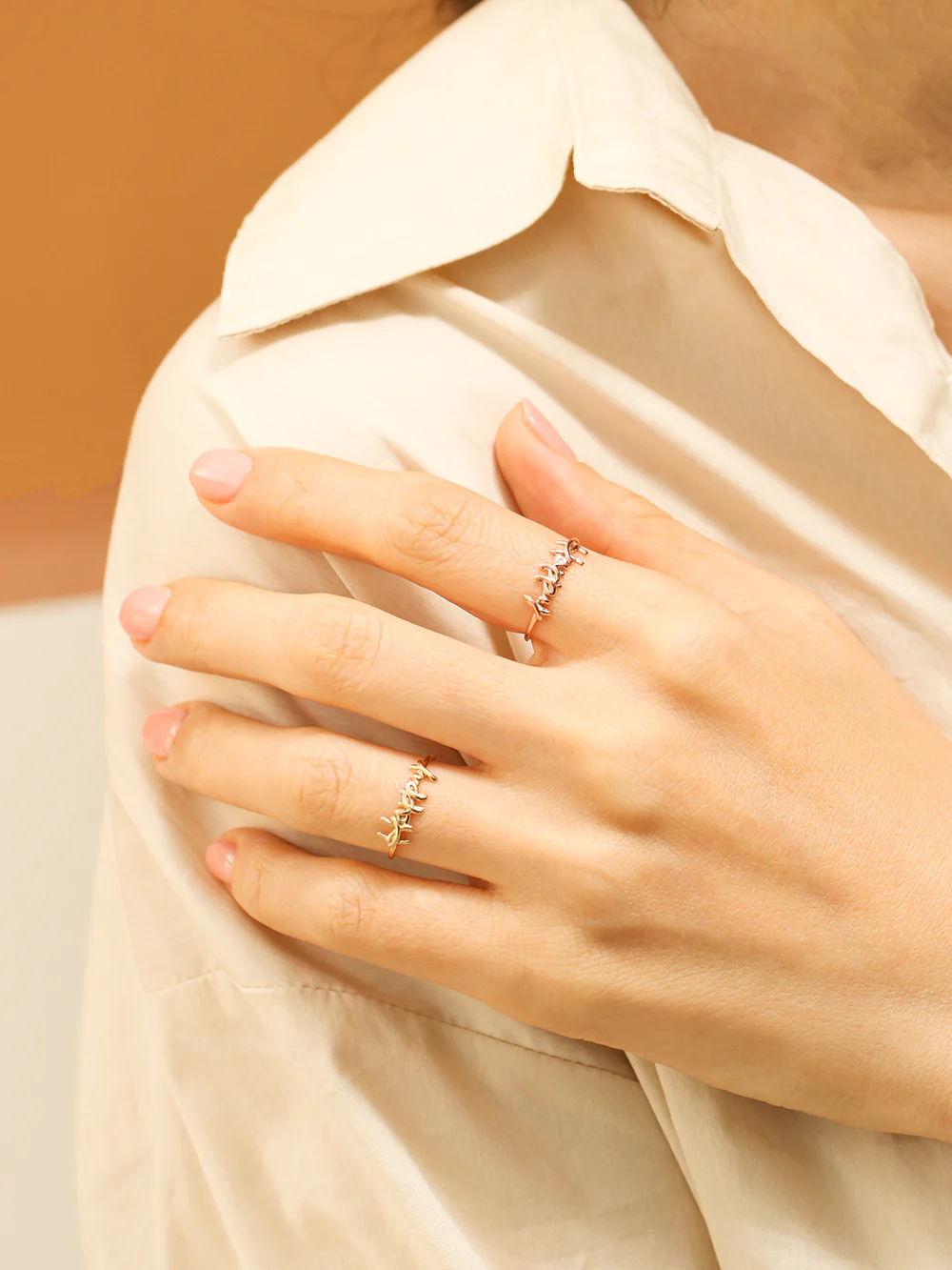14K 18K Gold Lettering Happy Ring - Image 4
