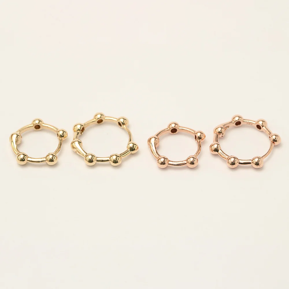 14K 18K Gold Line Balls Cartilage Hoop Earring - Image 11