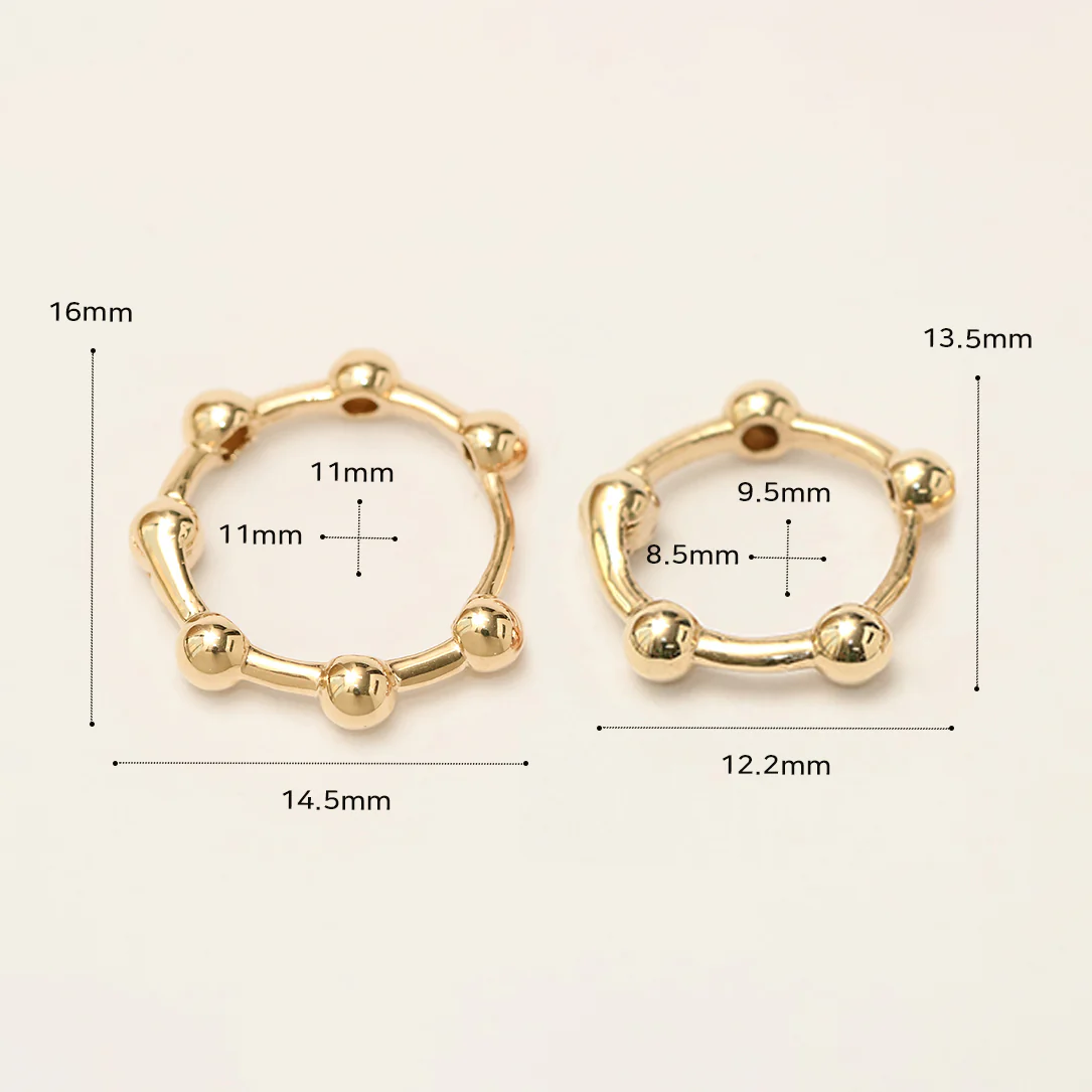 14K 18K Gold Line Balls Cartilage Hoop Earring - Image 12
