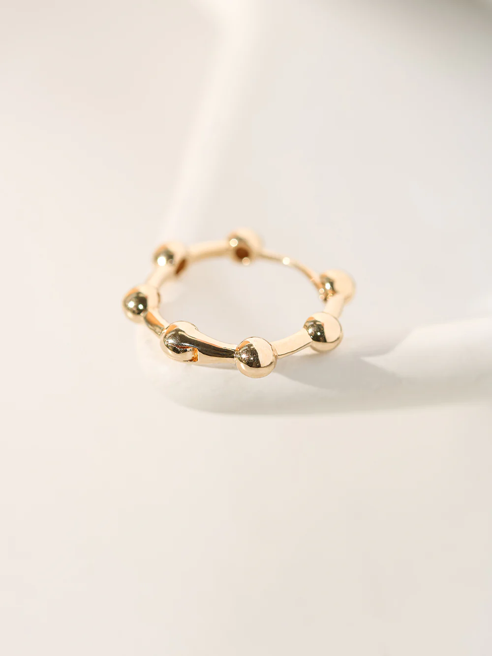 14K 18K Gold Line Balls Cartilage Hoop Earring - Image 5