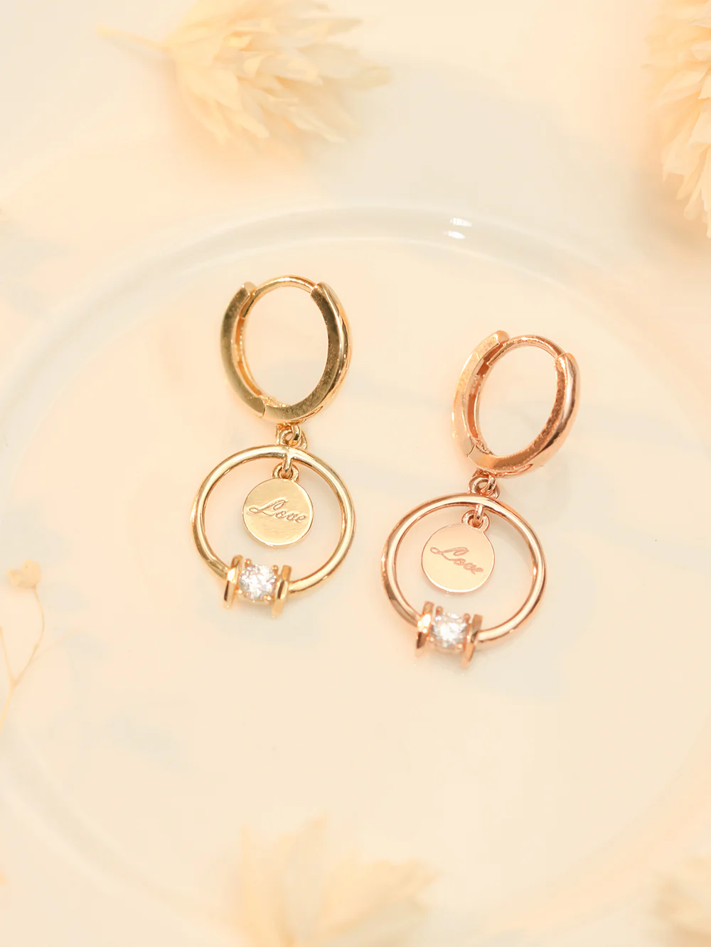 14K 18K Gold Love Circle Cutting Drop Necklace - Image 8