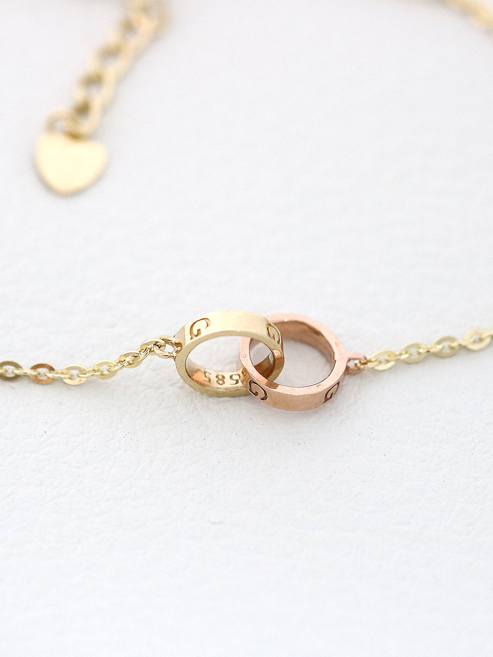 14K 18K gold Love Two Ring Necklace - Image 5