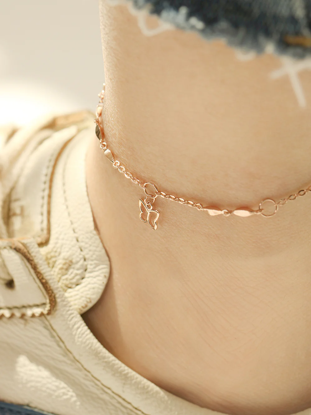 14K 18K Gold Lovely Butterfly Chain Anklet - Image 5