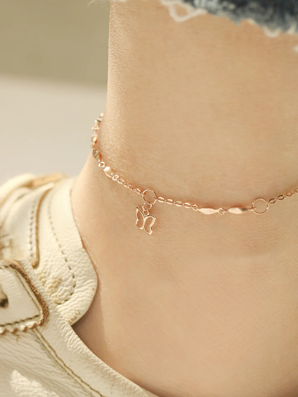 14K 18K Gold Lovely Butterfly Chain Anklet - Image 7