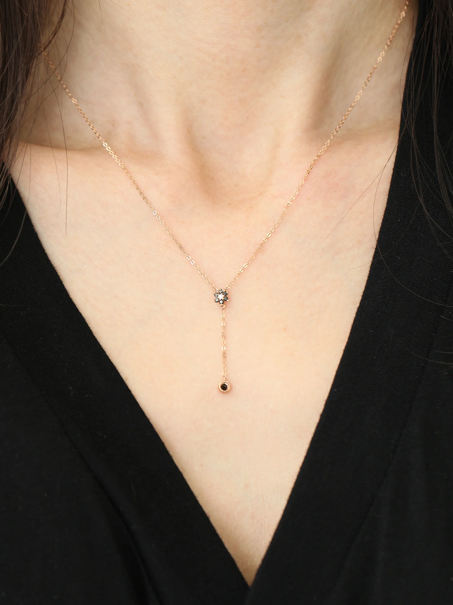14K 18K Gold Lovely Flower Y Necklace - Image 6