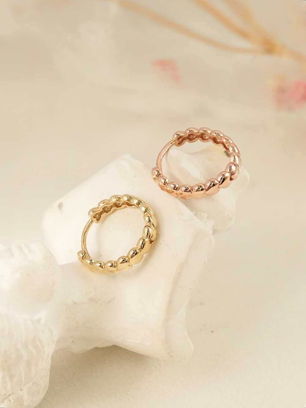 14K 18K Gold Lovely Heart Cartilage Hoop Earring - Image 14