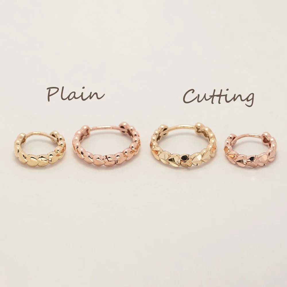 14K 18K Gold Lovely Heart Cartilage Hoop Earring - Image 18
