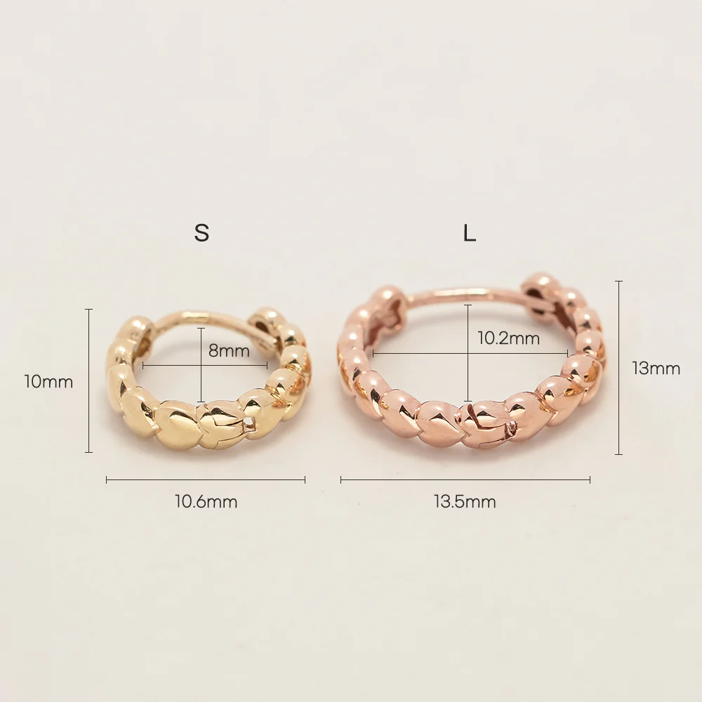 14K 18K Gold Lovely Heart Cartilage Hoop Earring - Image 19