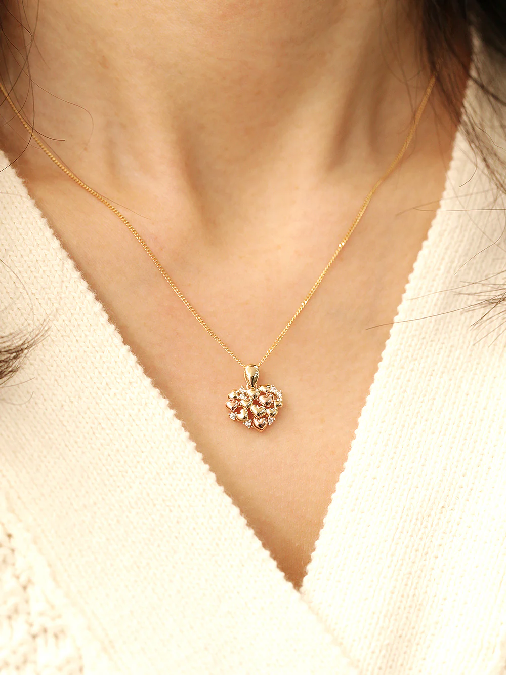 14K 18K Gold Lovely Heart Necklace - Image 3
