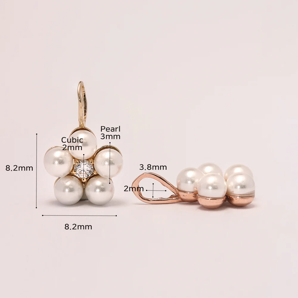 14K 18K Gold Lovely Pearl Flower Cubic Pendant Necklace - Image 17