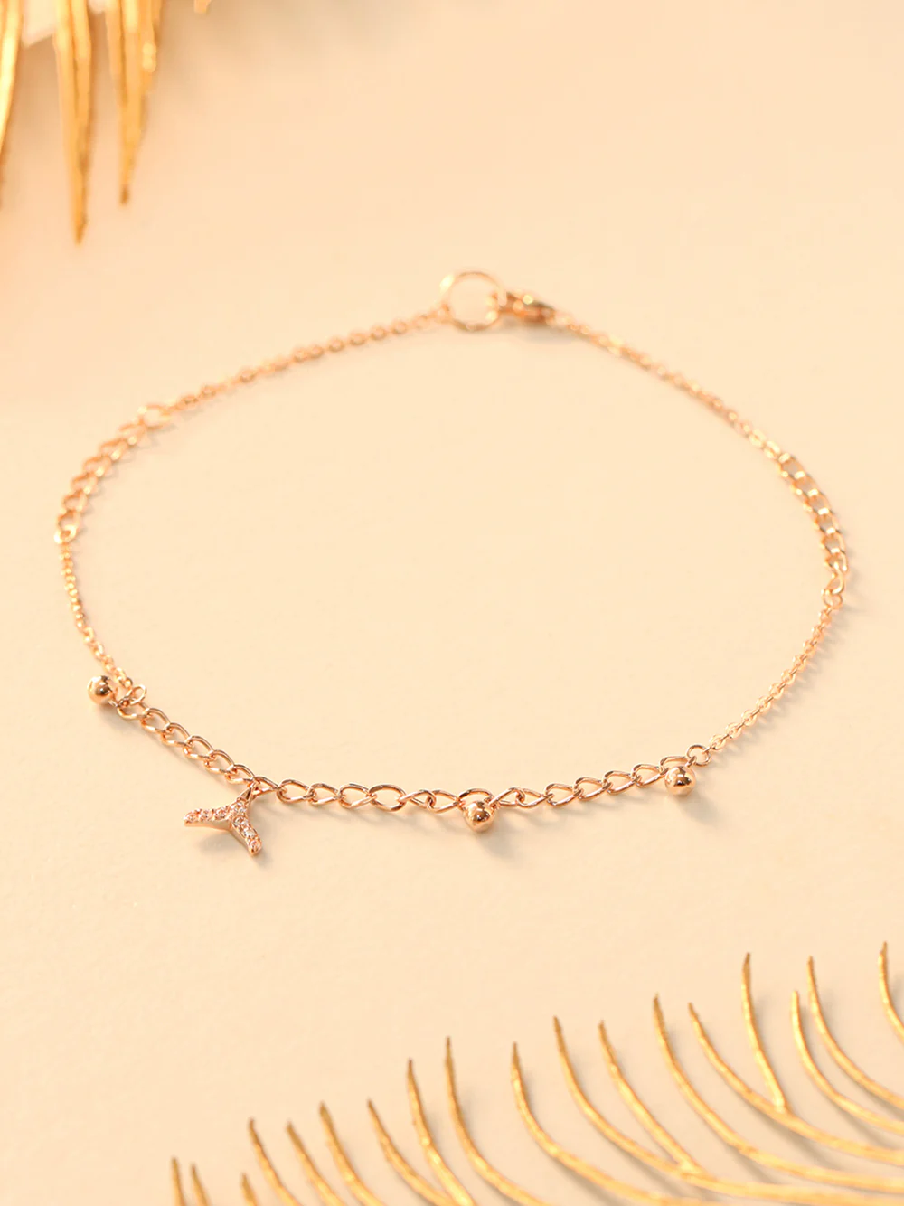14K 18K Gold Lucky Whale Tail Anklet - Image 6