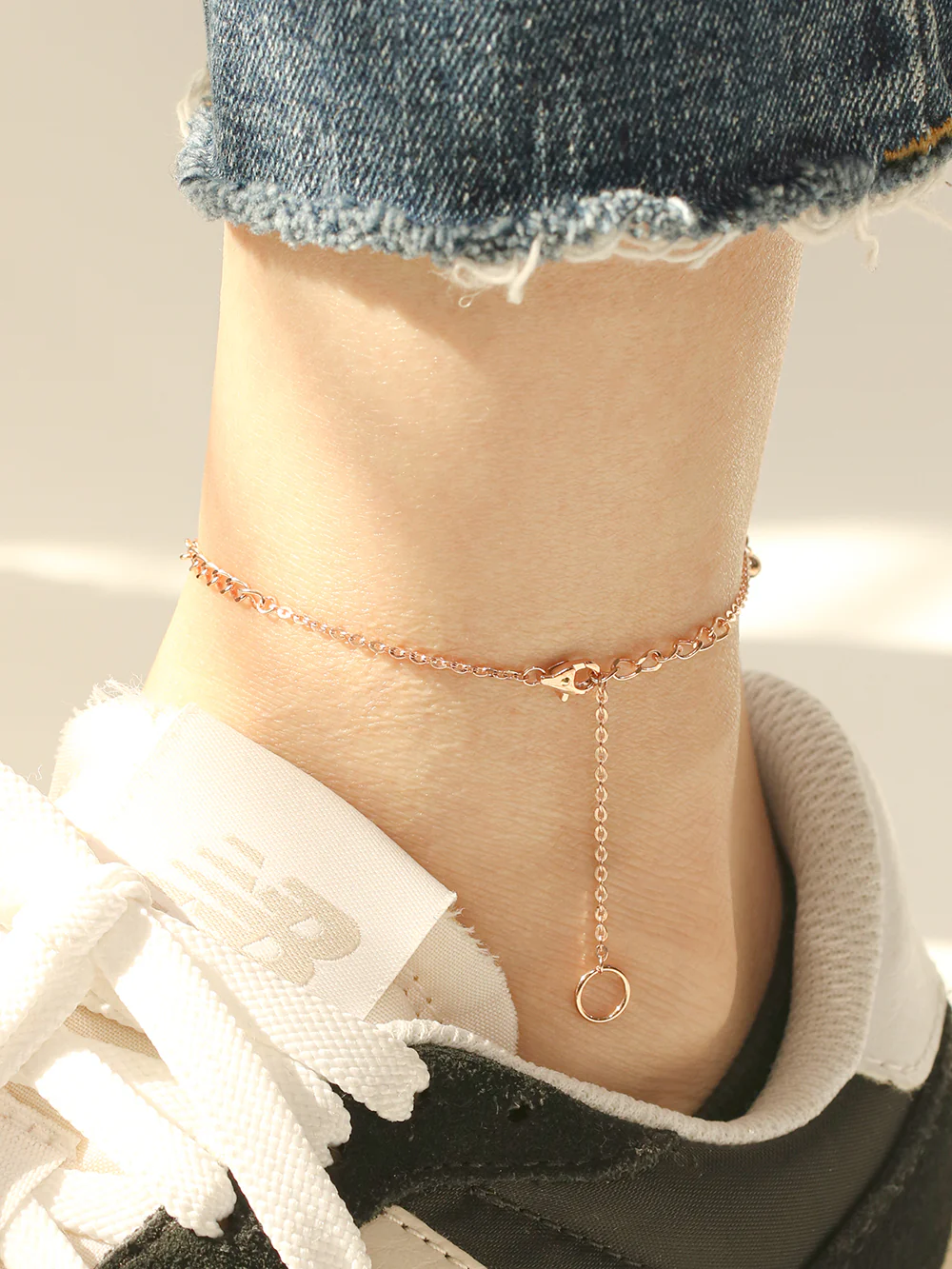 14K 18K Gold Lucky Whale Tail Anklet - Image 7
