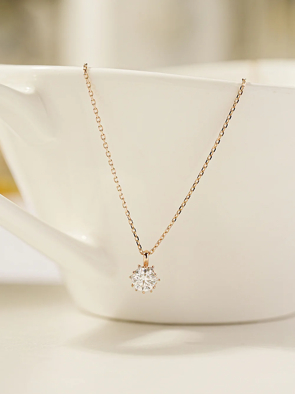 14K 18K Gold Moissanite Blossom Necklace - Image 14