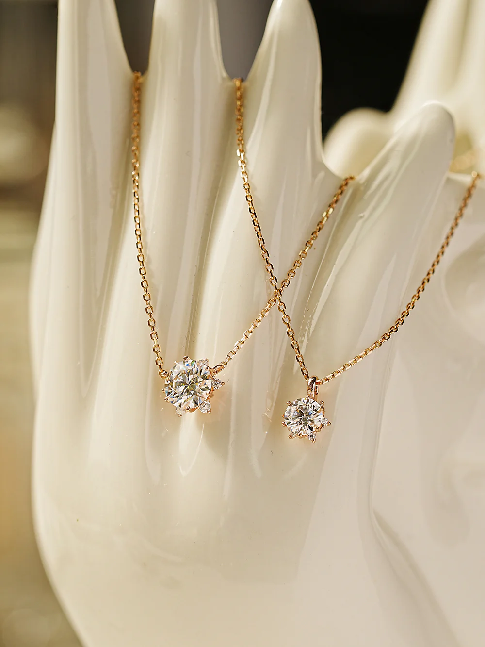 14K 18K Gold Moissanite Blossom Necklace - Image 16
