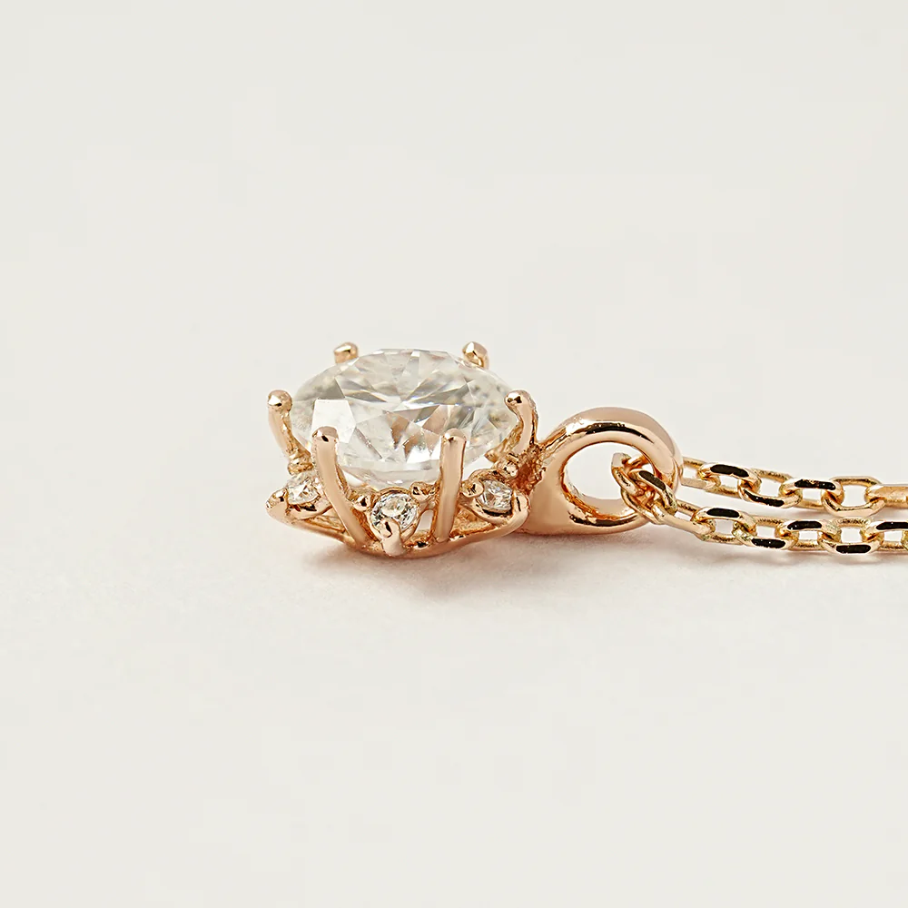 14K 18K Gold Moissanite Blossom Necklace - Image 17