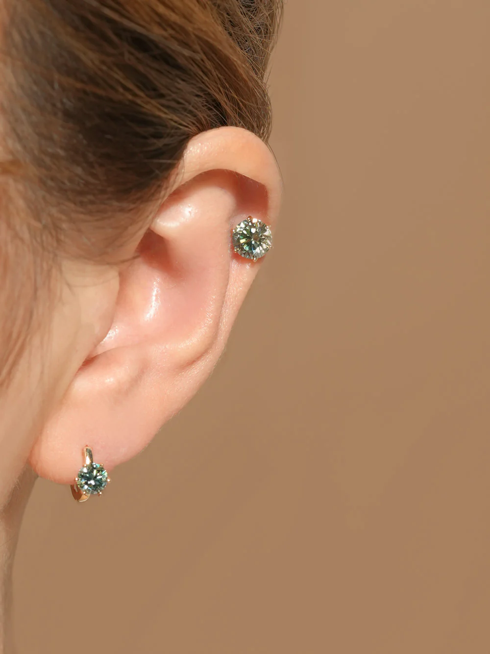 14K 18K Gold Moissanite Dia Color Cartilage Hoop Earring S,M,L - Image 12