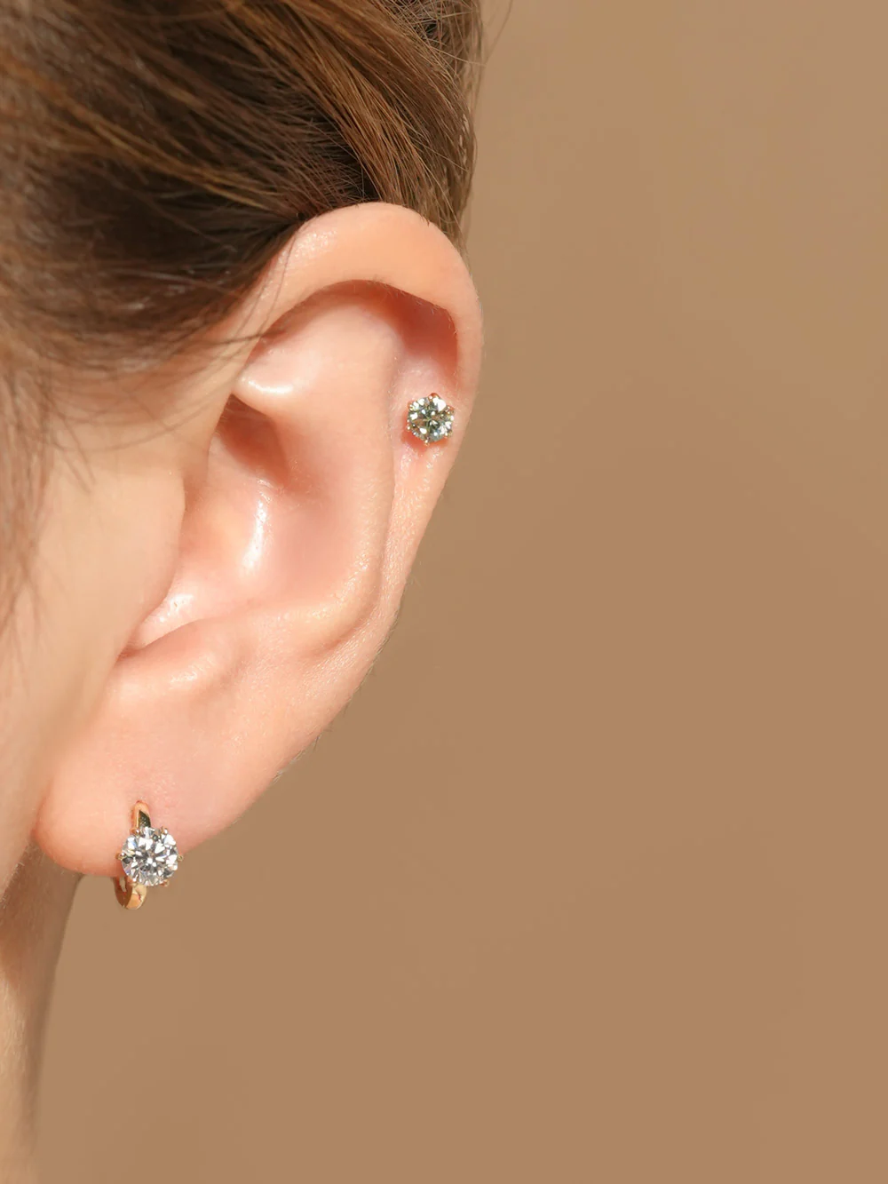 14K 18K Gold Moissanite Dia Color Cartilage Hoop Earring S,M,L - Image 8